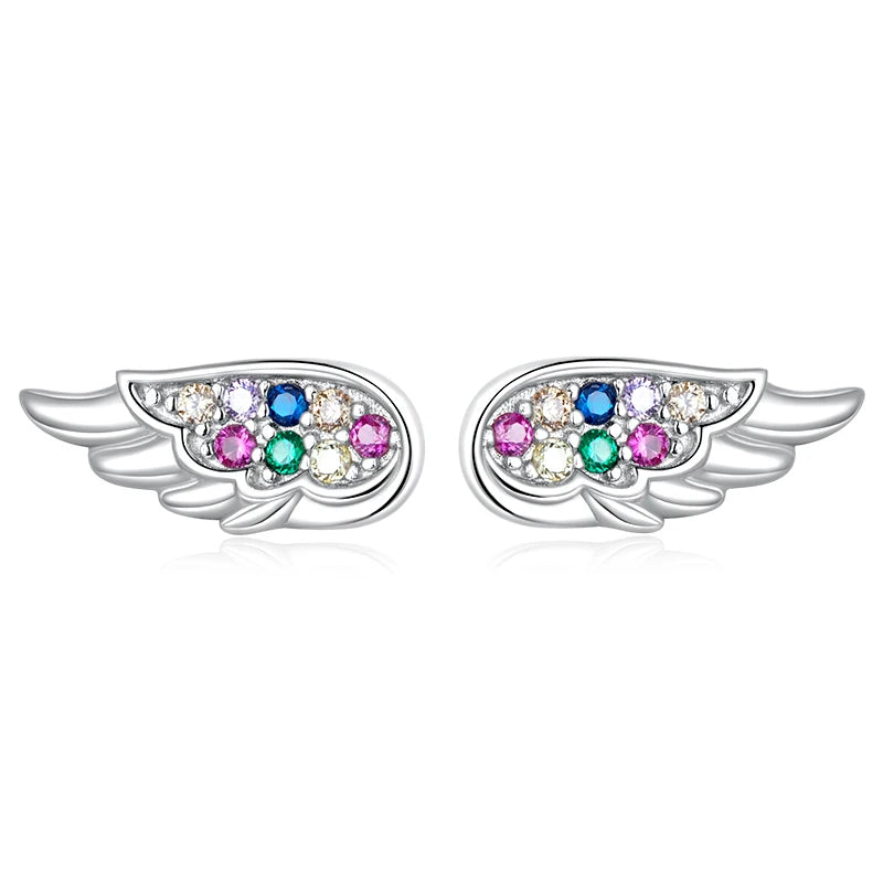 Bamoer Luxus-Ohrringe für Mädchen aus 925er-Sterlingsilber, Regenbogen-Schmetterling, niedlich, schick, lustig, Ohrstecker, Original für Damen, Party, edler Schmuck