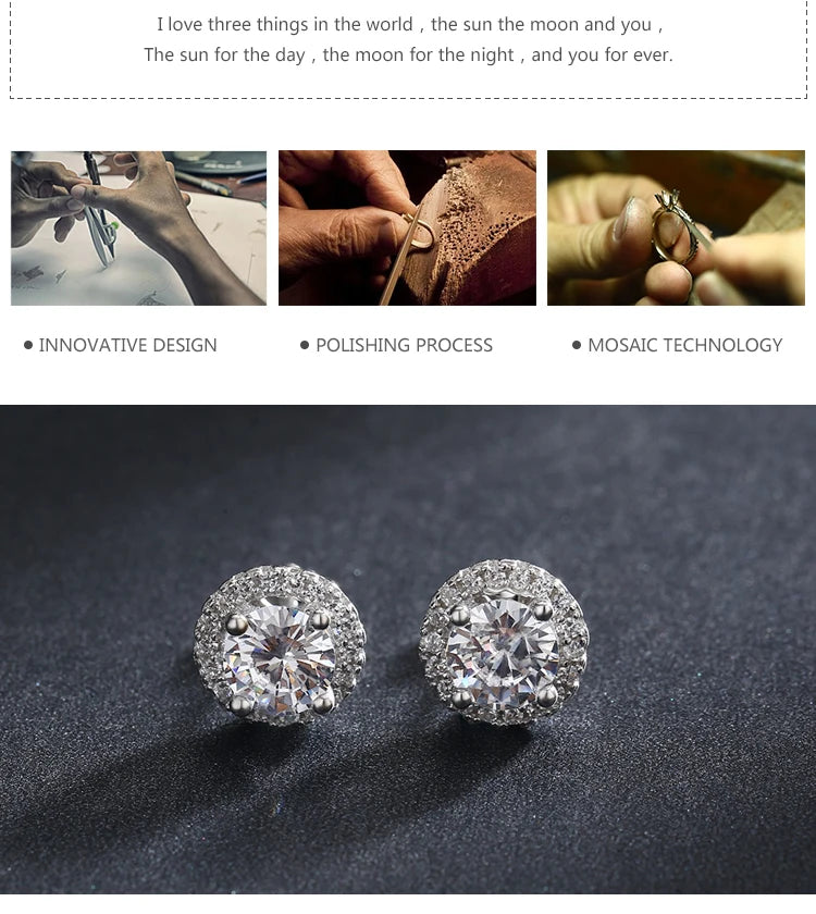 Modian Ohrstecker aus echtem 925er-Sterlingsilber, luxuriös, schlicht, Zirkonia, für Damen, rund, CZ, Hochzeit, Statement-Schmuck, Geschenke