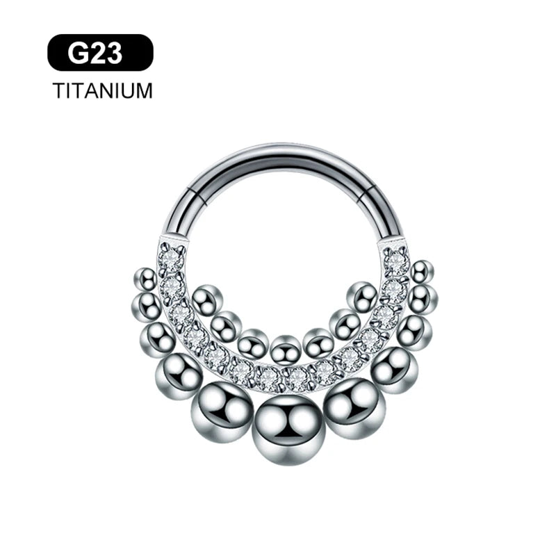 ASTM F136 Titan Antiallergisch Septum Piercing Nasenring Tragus Knorpel Ohrring Lip Stud Zirkon Clicker Hoop Körperschmuck 16G
