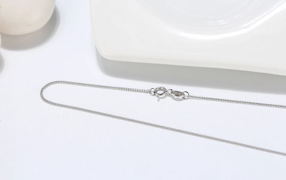 Rinntin Halskette aus massivem 925er-Sterlingsilber, 1,0 mm, seitliche Kette für Damen und Mädchen, elegante Halskette, edler Schmuck, 40/45/50/55/60 cm, SC18