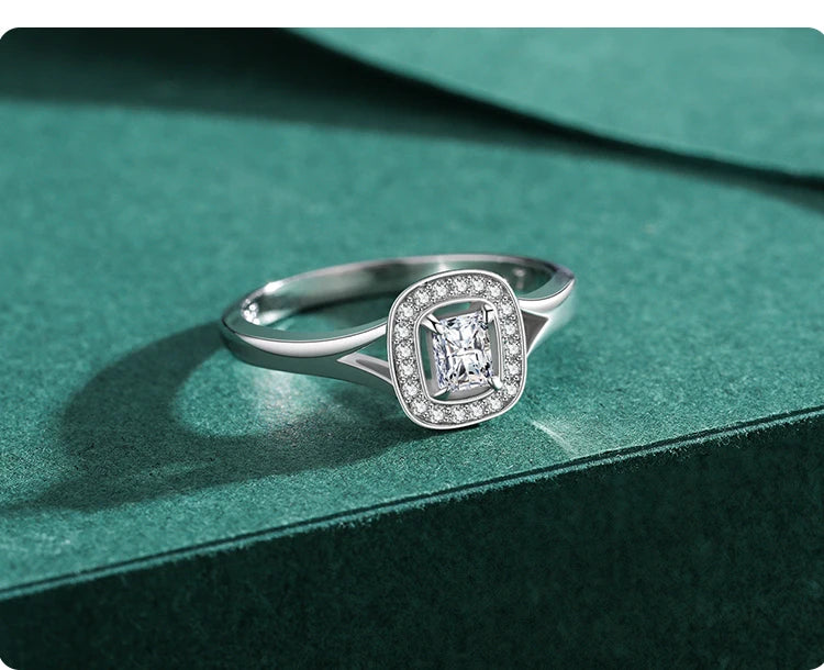 925 Sterling Silber Rechteck Hohl Zirkonia Ringe Für Frauen