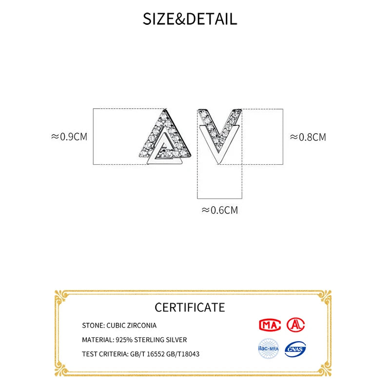 INZATT Echt 925 Sterling Silber Zirkon Brief Dreieck Stud Ohrringe Für Frauen Minimalist Feine Schmuck Zubehör Dropshipping