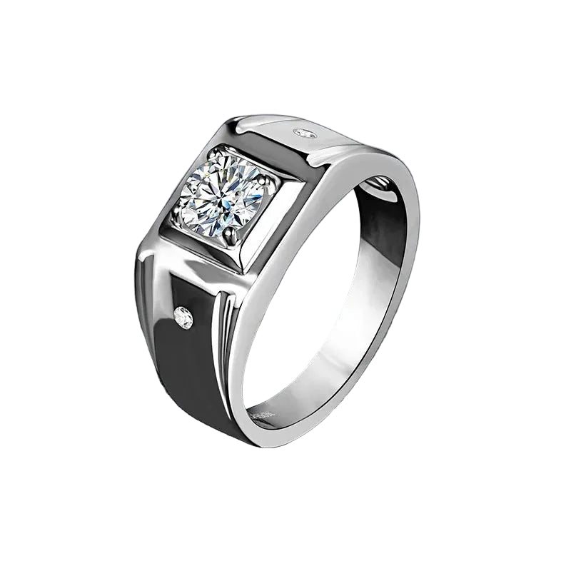 Attagems Herrenring – 925er Silber mit 1 Karat Moissanit (