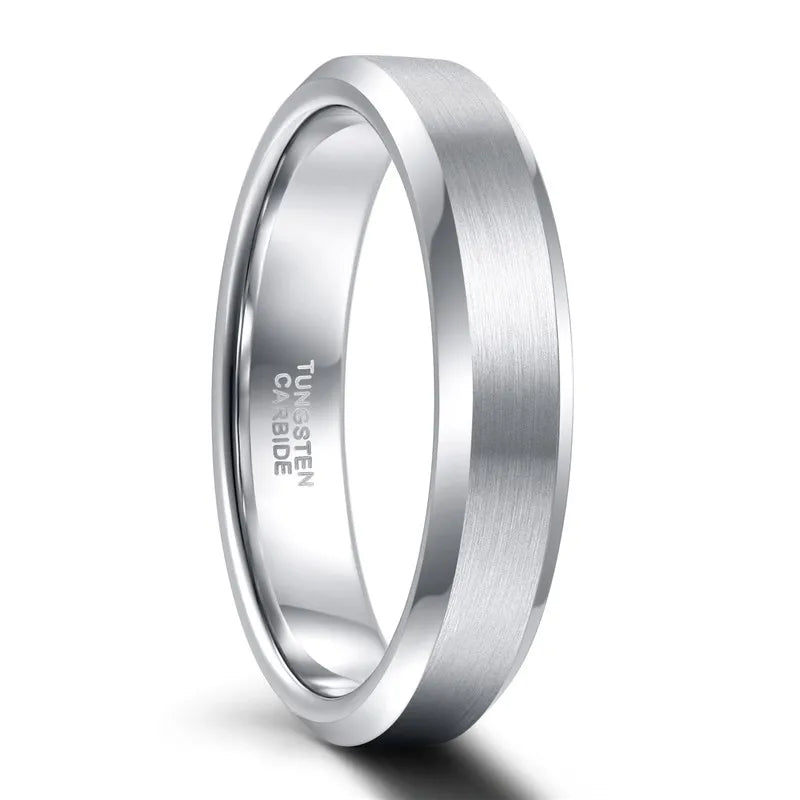 Schwarz Silber Wolframring Unisex