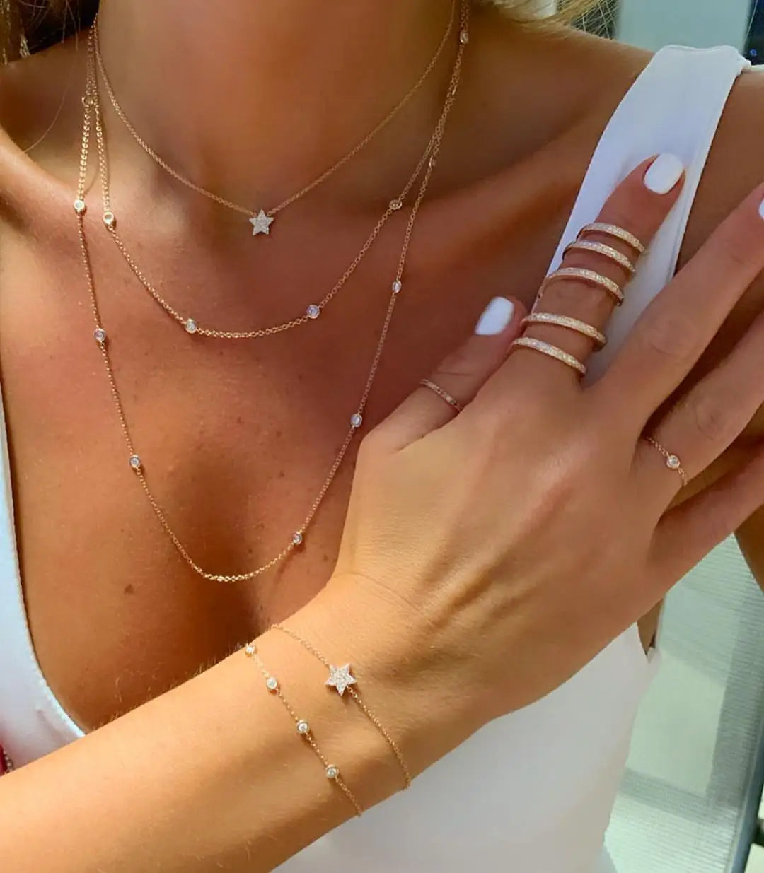 2017 dreifarbige 100 % 925er Sterlingsilber 45 cm 85 cm 102 cm Schicht lange Gliederkette zierliche zarte dünne Silberkette CZ-Halskette