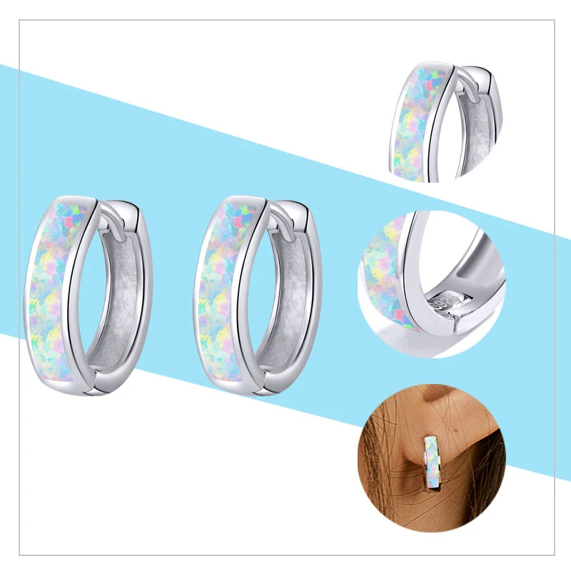 WOSTU 925 Sterling Silber Opal Stud Ohrringe Katze Einhorn Herz Blau Opal Ohrringe Für Frauen Original Silber 925 Schmuck