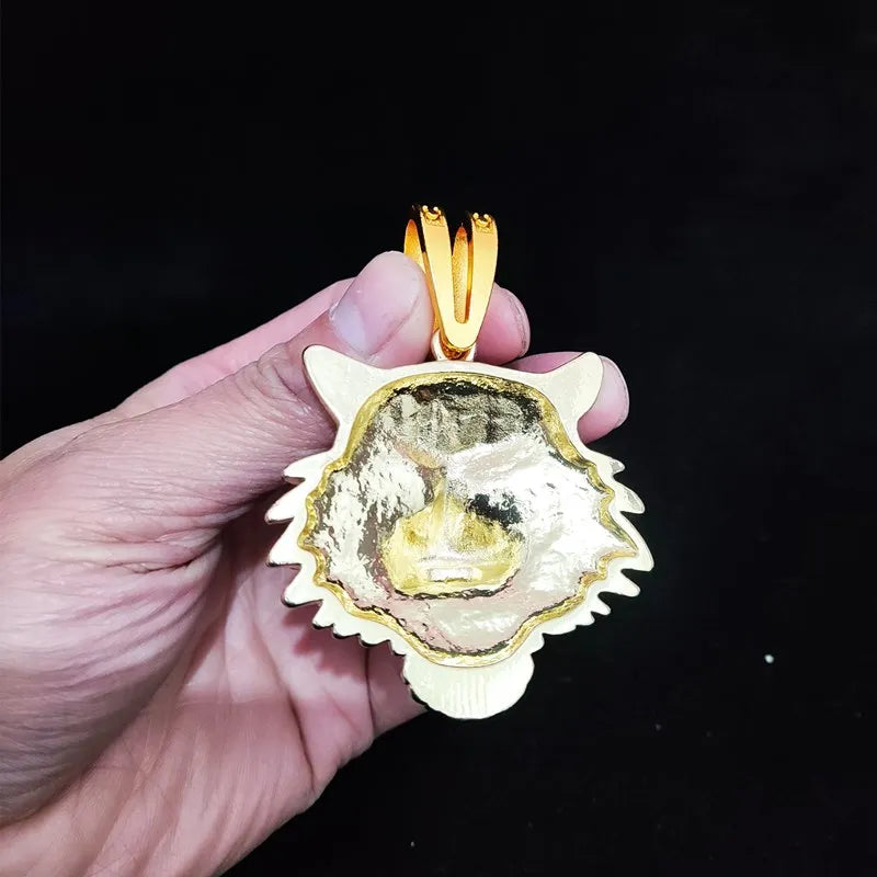 3D Tiger Anhänger Halskette Iced Out – 13mm Kristall Kubanische Kette Hip Hop Schmuck