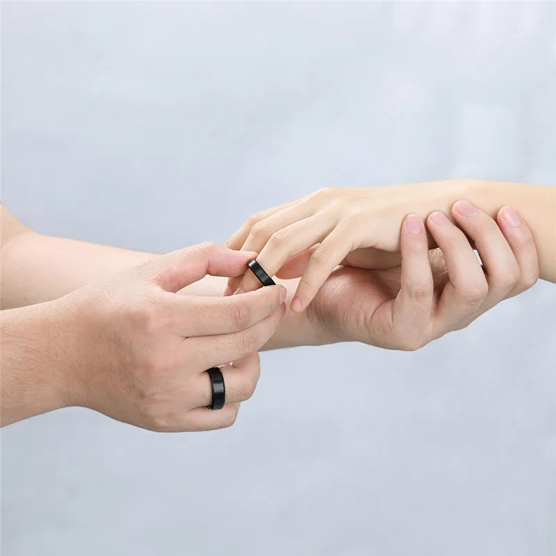 Schwarz Silber Wolframring Unisex