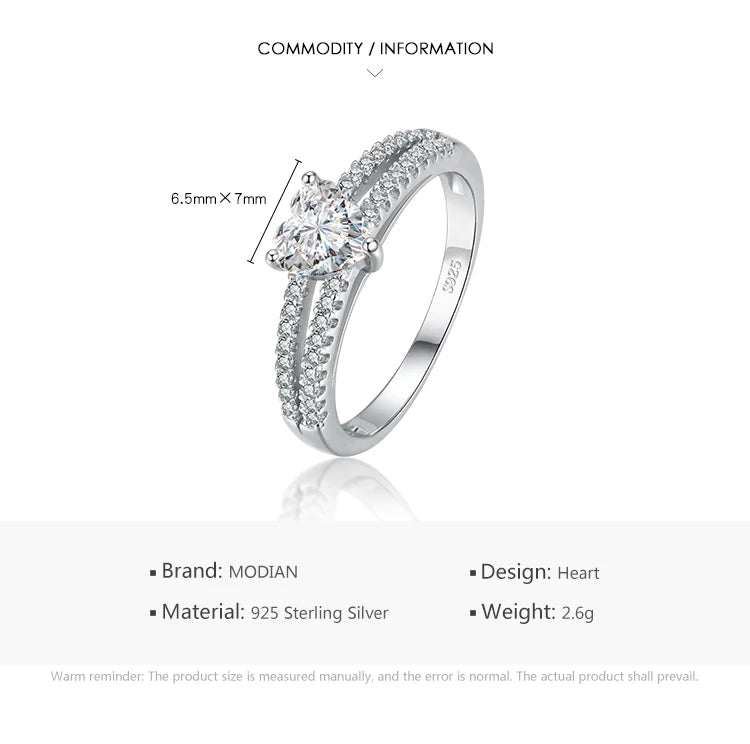 925 Sterling Silber Herz CZ Ring