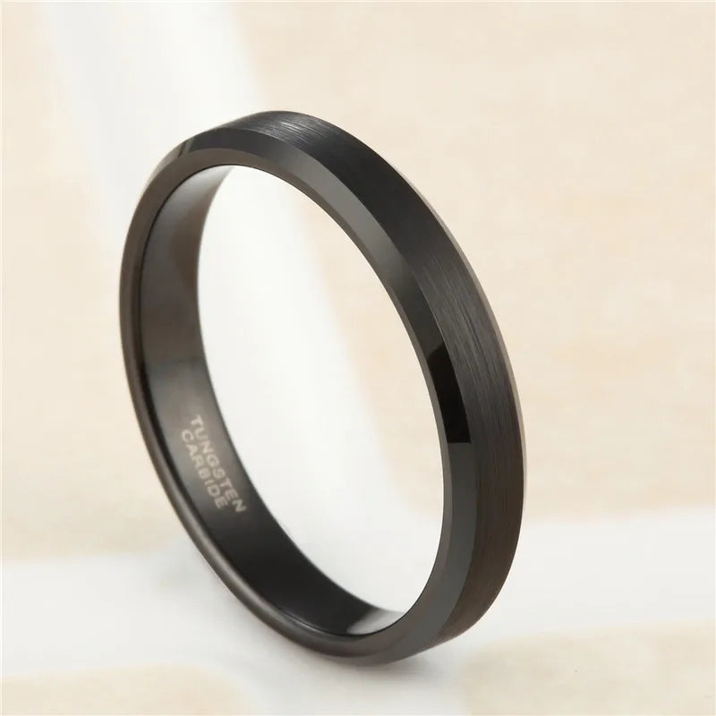 Schwarz Silber Wolframring Unisex