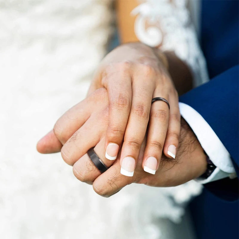 Schwarz Silber Wolframring Unisex