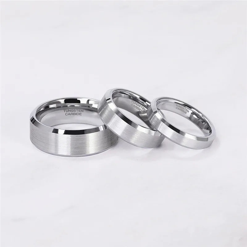 Schwarz Silber Wolframring Unisex