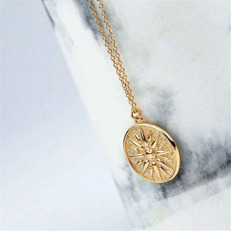 925 Sterling Silber Kette Sonne Anhänger Halskette