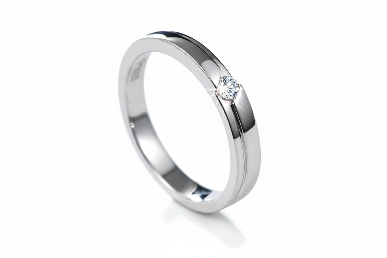 925er Silber-Eheringe mit Moissanit – D-Farbe & Diamant-Test bestanden