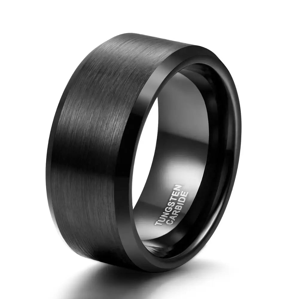 Schwarz Silber Wolframring Unisex