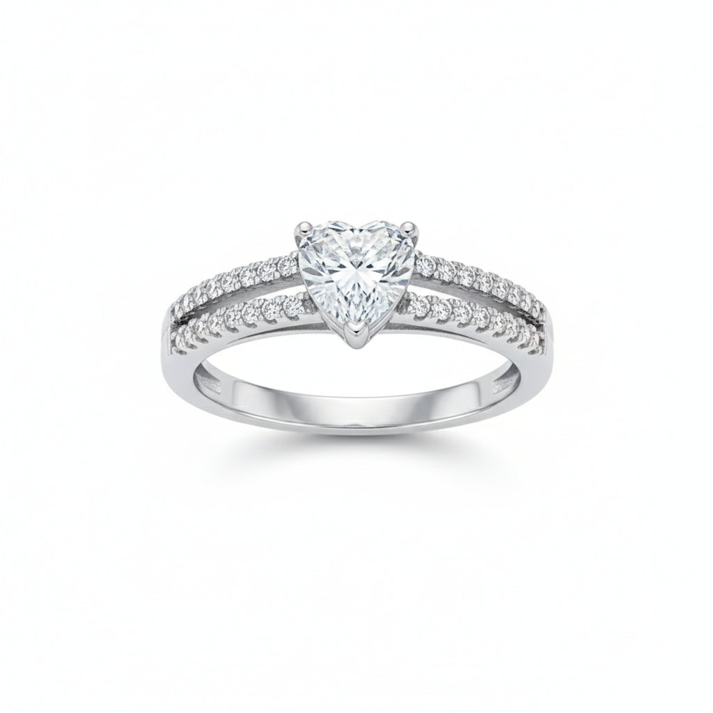 925 Sterling Silber Herz CZ Ring