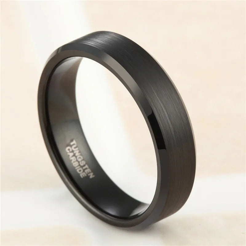 Schwarz Silber Wolframring Unisex