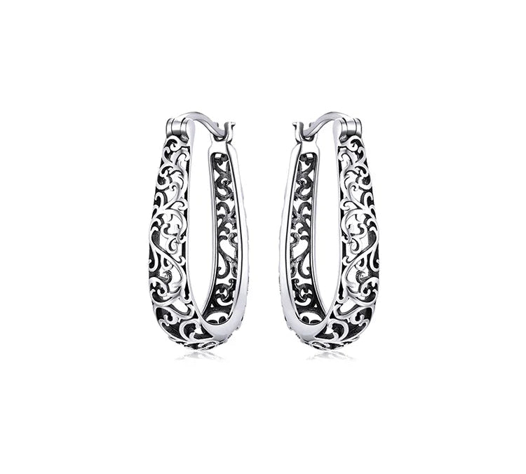 Vergoldete Vintage-Reben-Creolen Ohrringe