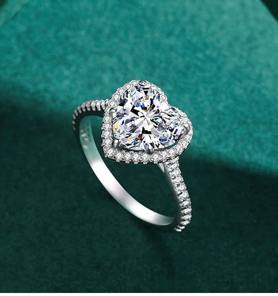 925 Sterling Silber Herz‑Zirkon Ring – romantischer Statement‑Schmuck