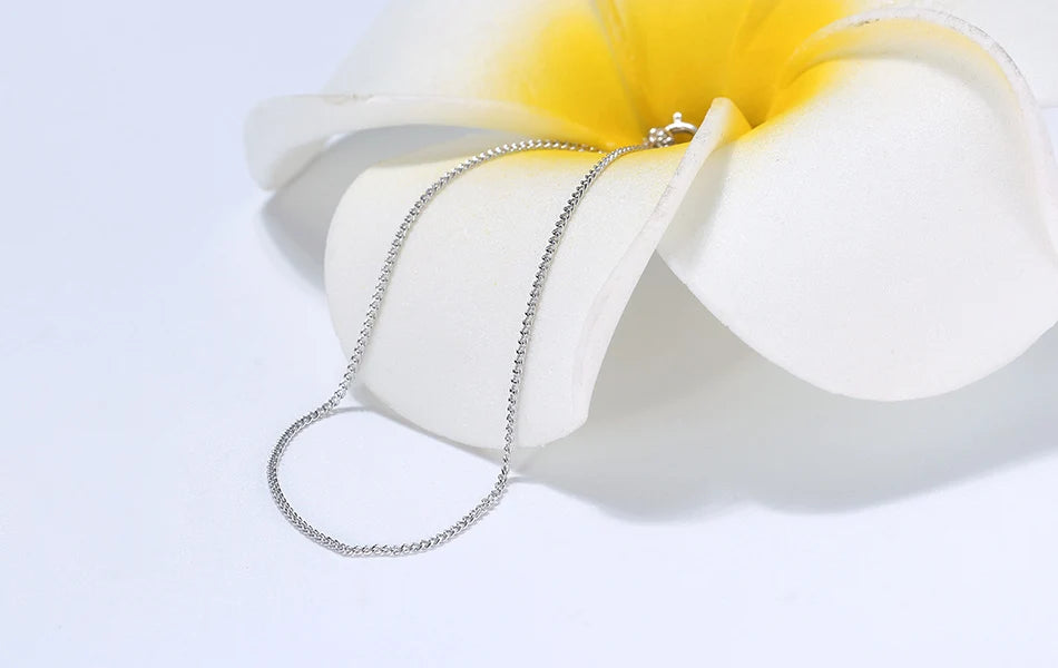 Rinntin Halskette aus massivem 925er-Sterlingsilber, 1,0 mm, seitliche Kette für Damen und Mädchen, elegante Halskette, edler Schmuck, 40/45/50/55/60 cm, SC18