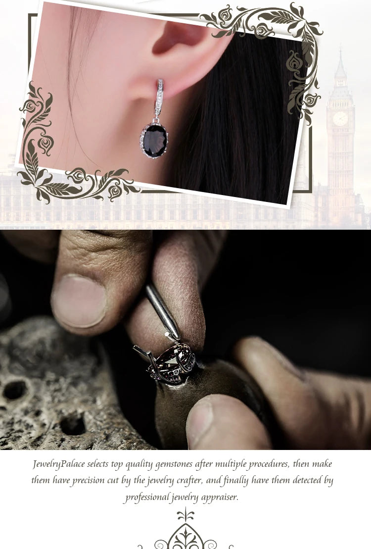 JewelryPalace Große 7ct Genuine Rauchquarz 925 Sterling Silber Baumeln Ohrringe für Frauen Erklärung Edelstein Ohrringe