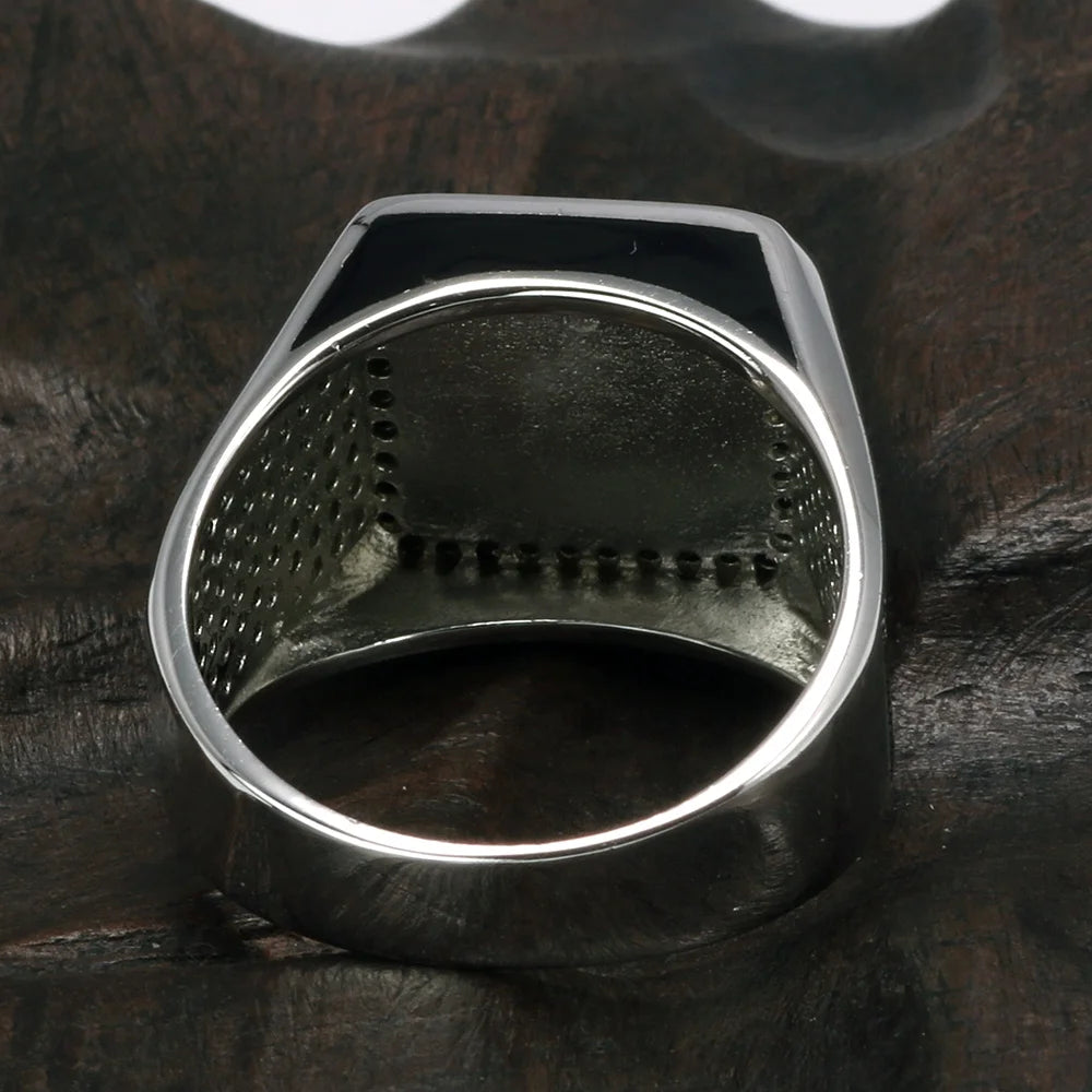 925er Silber-Siegelring für Herren – Micro-Zirkonia & Türkisches Biker-Design