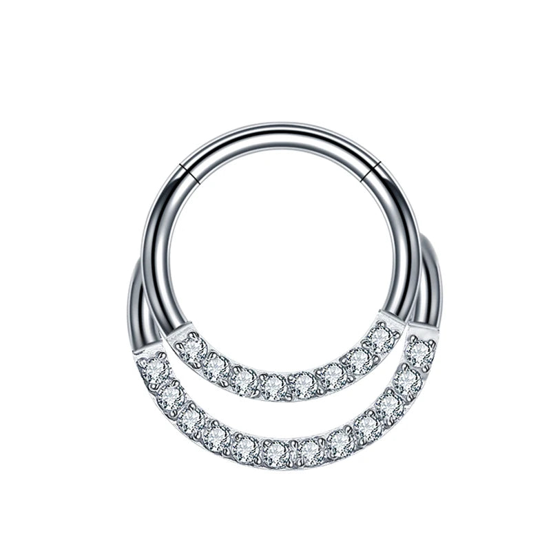 ASTM F136 Titan Antiallergisch Septum Piercing Nasenring Tragus Knorpel Ohrring Lip Stud Zirkon Clicker Hoop Körperschmuck 16G