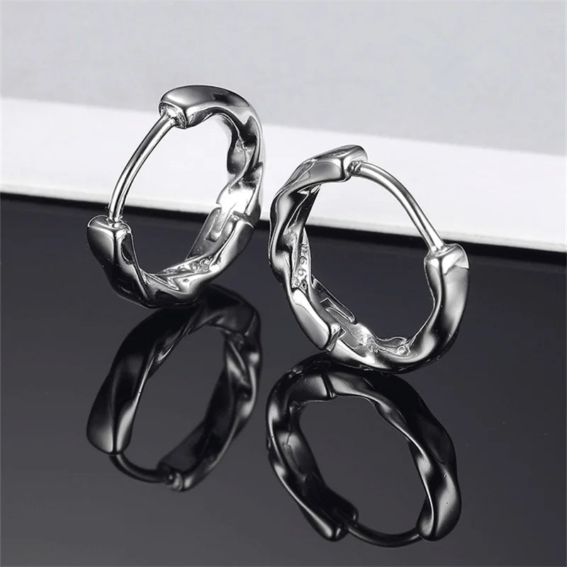 Sterling Silber Wellen Ohrringe Frauen Männer