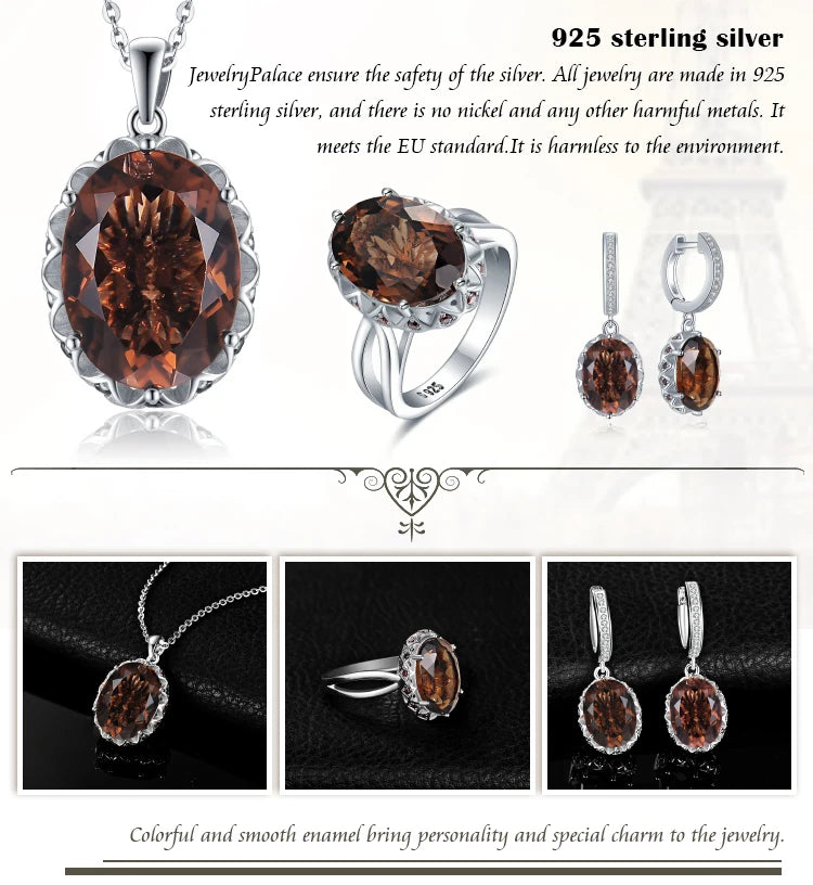 JewelryPalace Große 7ct Genuine Rauchquarz 925 Sterling Silber Baumeln Ohrringe für Frauen Erklärung Edelstein Ohrringe