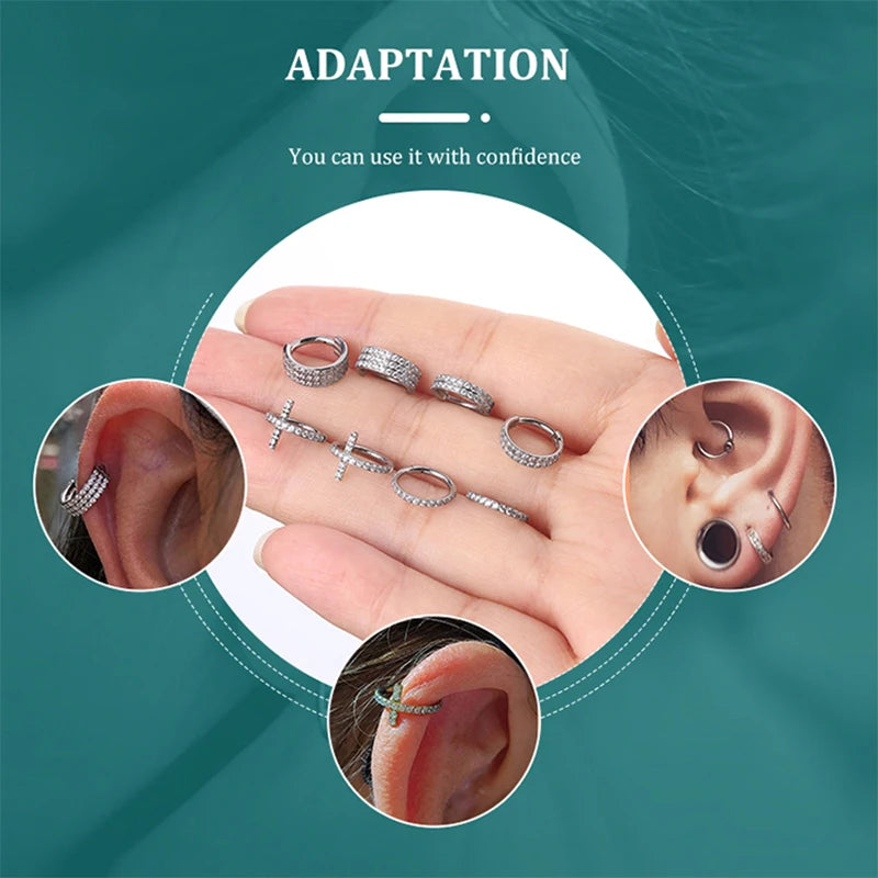 ASTM F136 Titan Antiallergisch Septum Piercing Nasenring Tragus Knorpel Ohrring Lip Stud Zirkon Clicker Hoop Körperschmuck 16G
