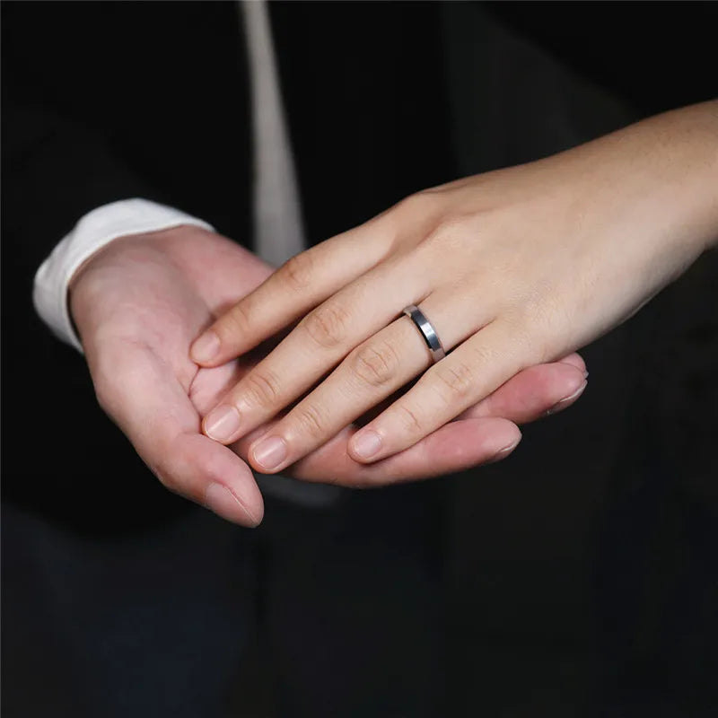 Schwarz Silber Wolframring Unisex