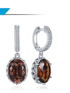 JewelryPalace Große 7ct Genuine Rauchquarz 925 Sterling Silber Baumeln Ohrringe für Frauen Erklärung Edelstein Ohrringe
