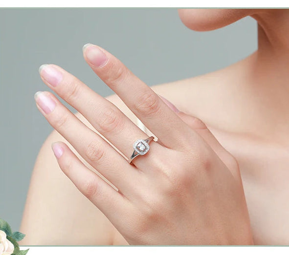 925 Sterling Silber Rechteck Hohl Zirkonia Ringe Für Frauen