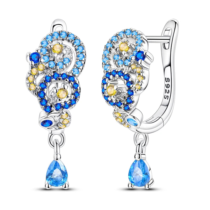 2025 neue 925 Sterling Silber Creolen Blumen Zirkon Tropfen Ohrringe Stud Für Frau Feine Geburtstag Hochzeit Schmuck Geschenke