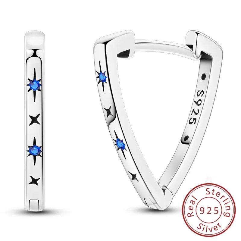 Damen-Ohrringe, 925er-Sterlingsilber, Creolen, Herz, Zirkon, Stern-Tropfenohrringe für Damen, Mode, Party, Geburtstag, Schmuck, Geschenke