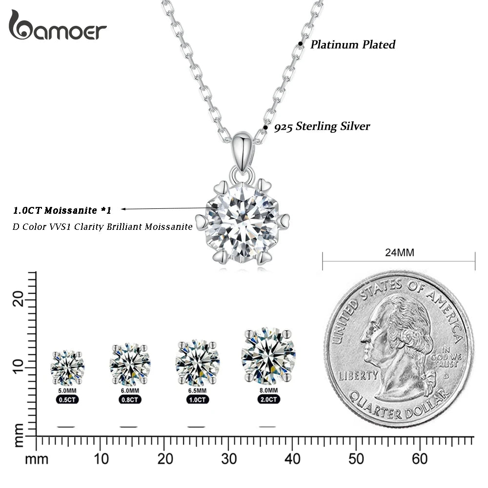 Bamoer 1 Karat Moissan ite Anhänger Halskette für Frauen hochwertige Sterling Silber Hochzeits feier Braut edlen Schmuck 3 Farben
