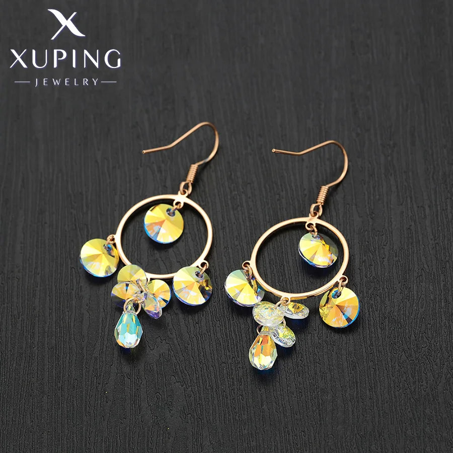 Xuping Jewelry Store Neuankömmling Kupferlegierung Charm vergoldet schöne Kristallohrringe für Frauen Mädchen Schmuck Geburtstagsfeier