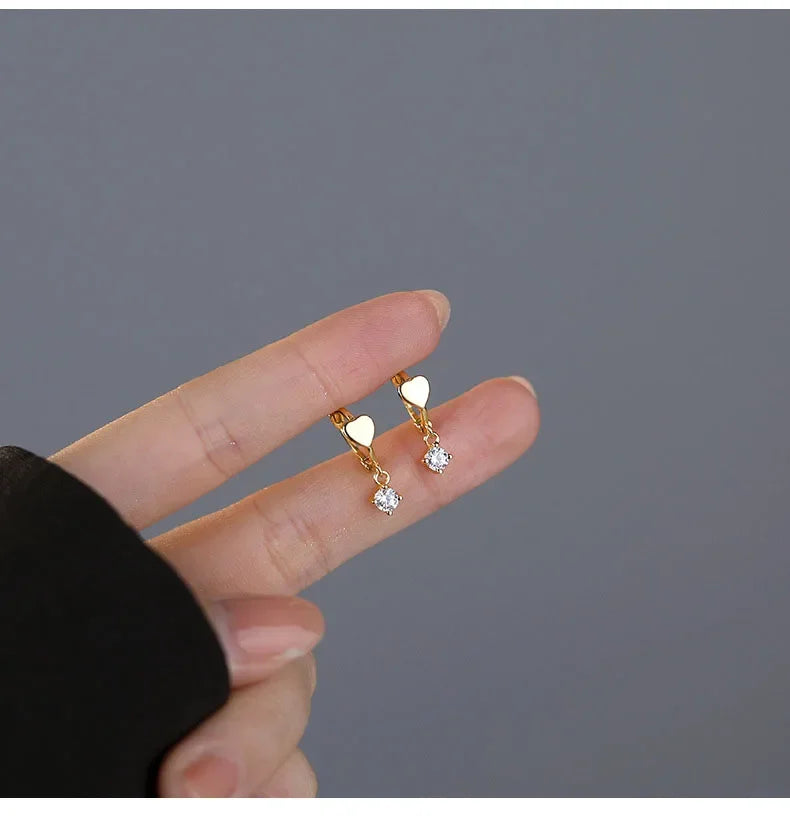 INZATT Echt 925 Sterling Silber Zirkon Anhänger Herz 18 Karat Gold Huggies Creolen Für Frauen Klassische Edlen Schmuck Zubehör