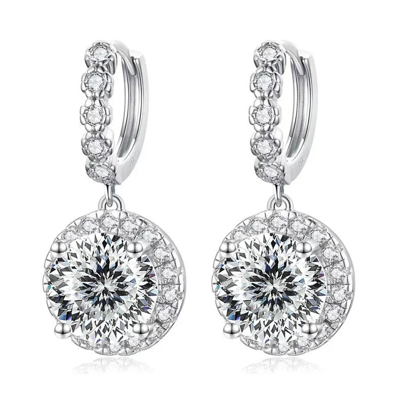 Super funkelnde 3CT Muiltcolor Moissanit Tropfen Creolen 100% S925 Silber Ohrring für Frauen Edlen Schmuck Dating Party Geschenk