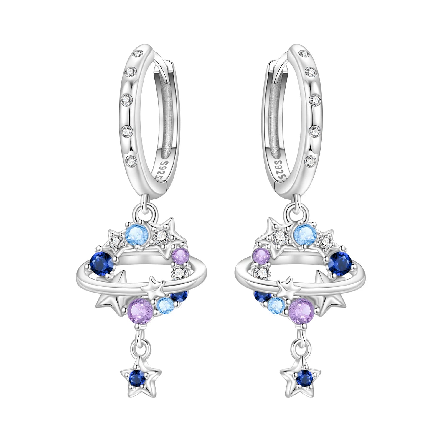 Ohrringe aus 925er-Sterlingsilber, geheimnisvoller Stern, Mond, Schmuck, vielseitige Creolen für Frauen, Schmuck, Geburtstagsfeier, feine Geschenke