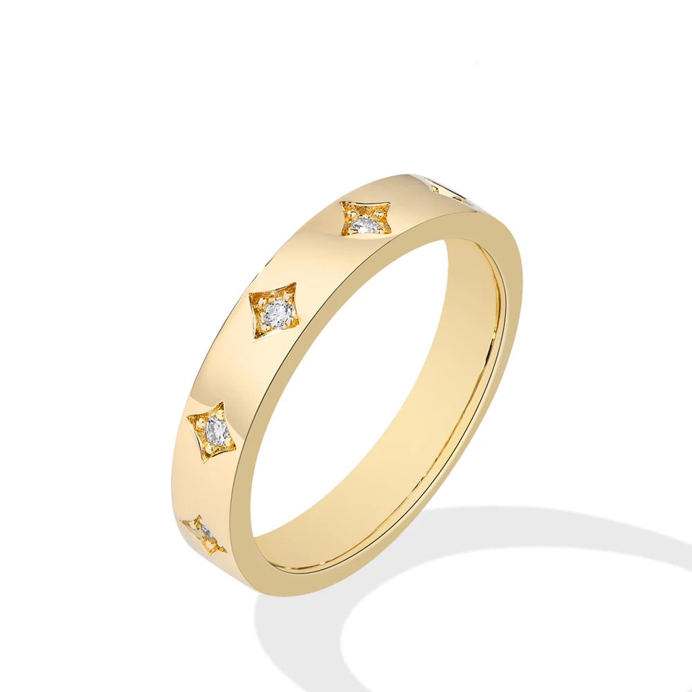 Runder Moissanit-Sternring Damen 925 Silber