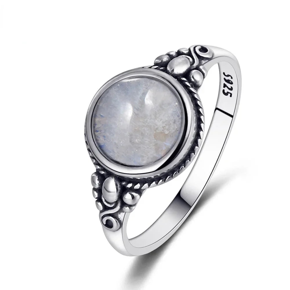 925 Silber Mondstein-Ring Herren