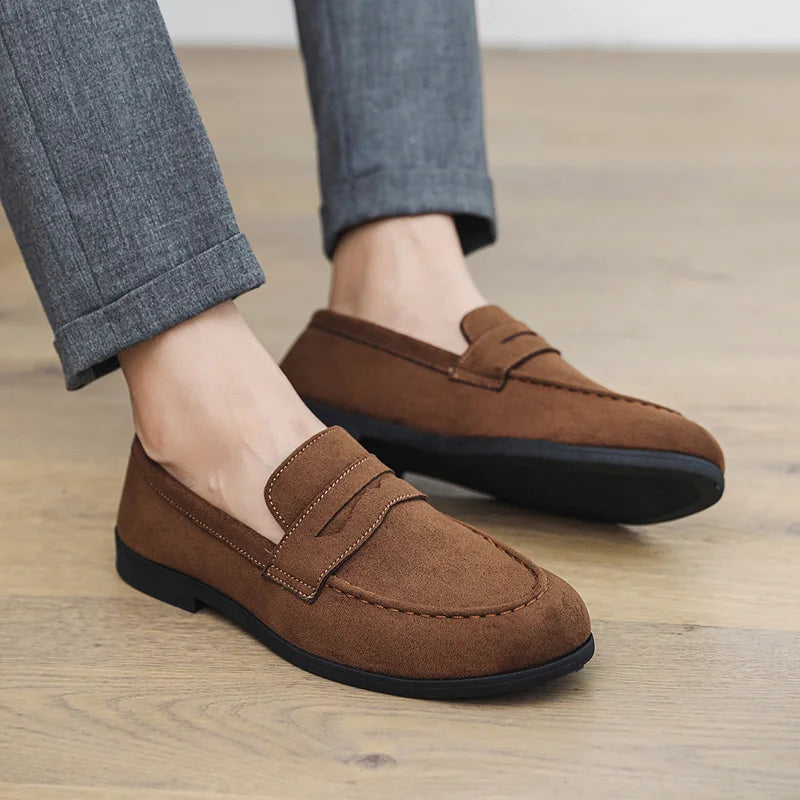 Herbst Wildleder Loafer Mann Große Größe 45 Komfort Slip-on Casual Schuhe Männer Wohnungen Retro Braun Mokassins Für Männer zapatos de hombre