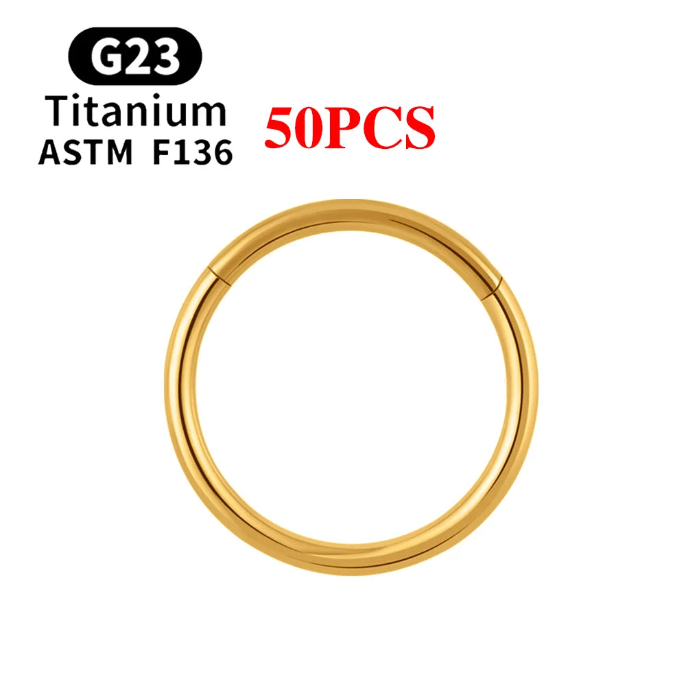 10/50PCS ASTM F136 Titan Nasenring Klapp Clicker Segment Septum Hoop Frauen Männer Ohr Knorpel Helix Ohrring Piercing schmuck