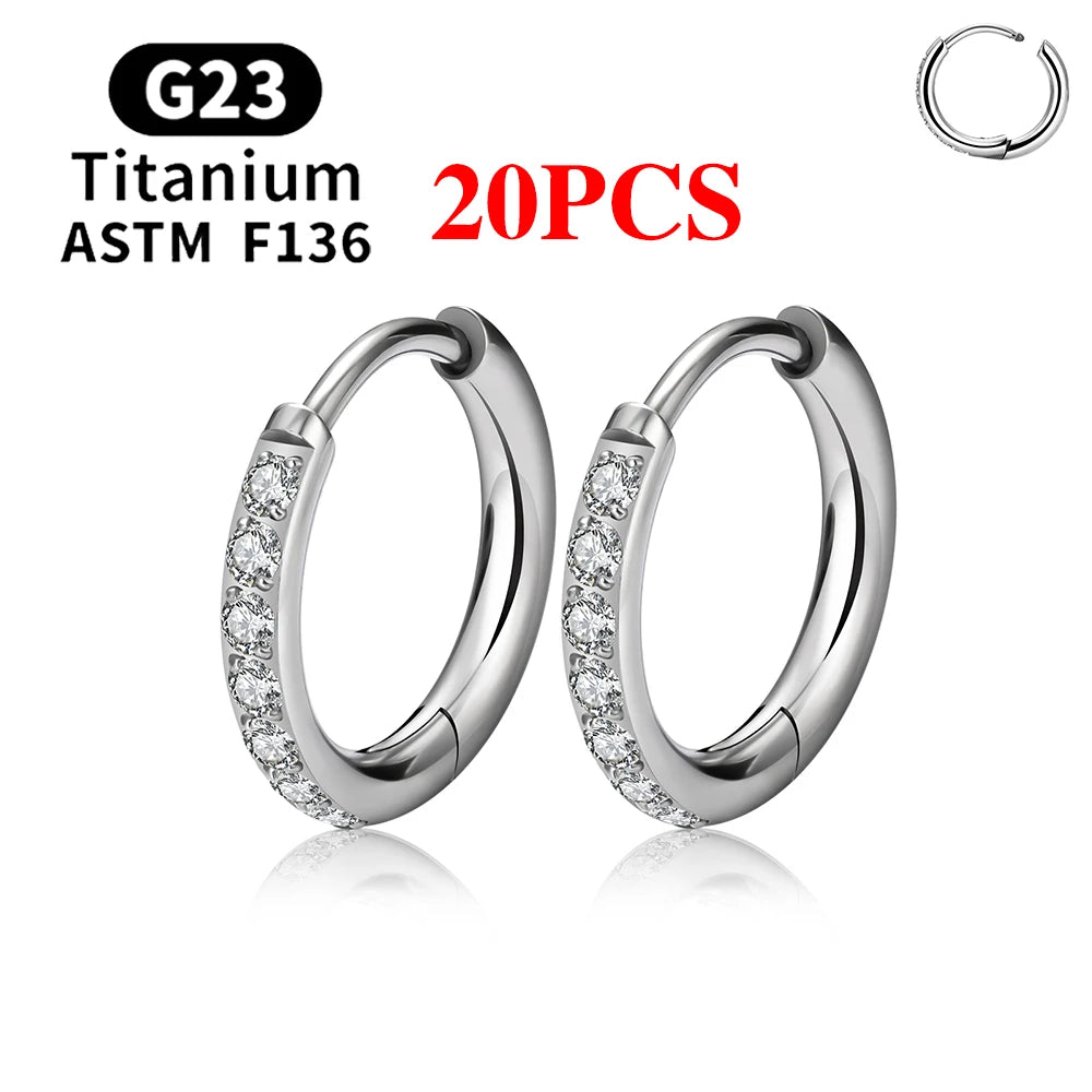 2/20PCS G23 Titan Ohrring Hoop CZ Klapp Segment Runde Nase Ring für Frauen Ohr Tragus Knorpel Helix Daith Piercing Schmuck