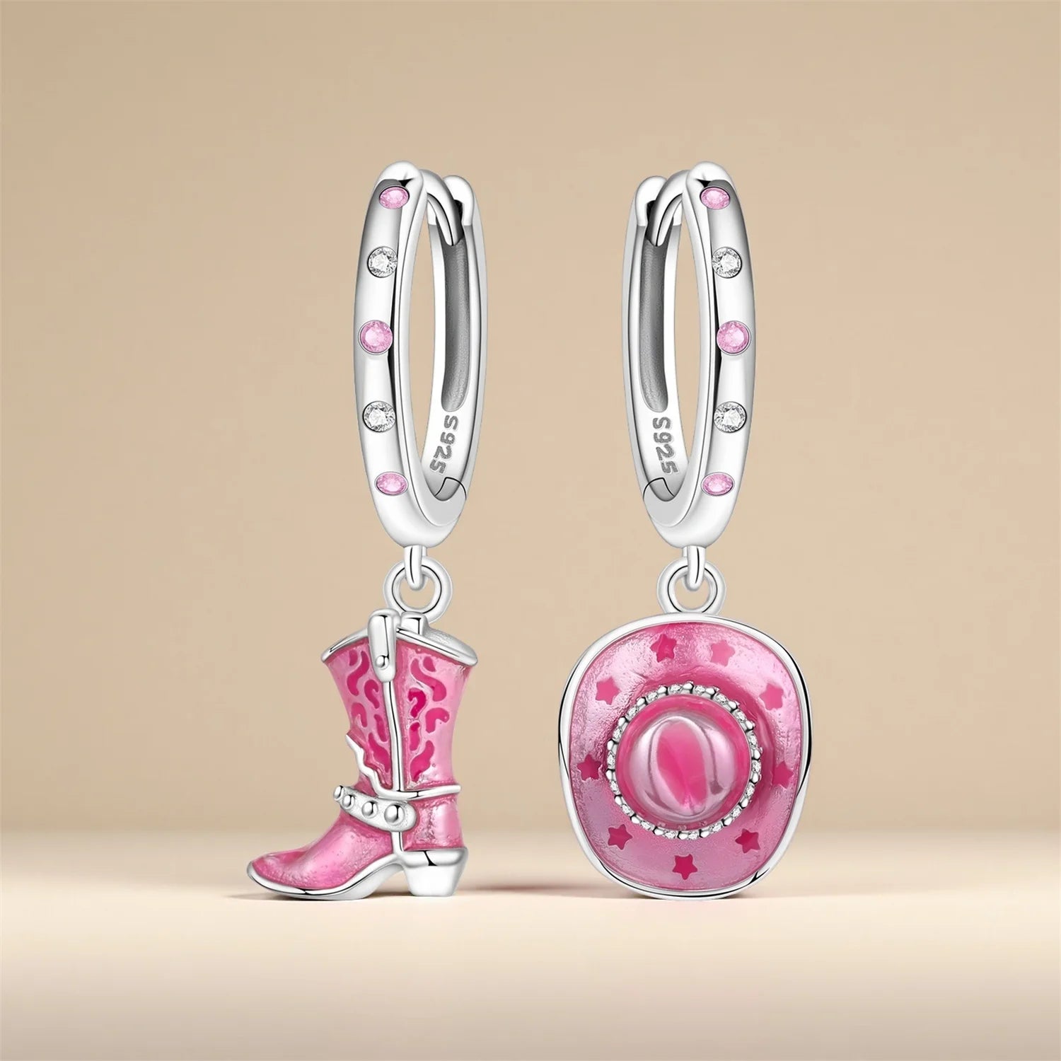 Orstarry 925 Sterling Silber Rosa Denim Hut Stiefel Ohrring Key Lock Ohrringe Tropfen Ohrringe Für Frauen Party Geschenke Trendy Schmuck