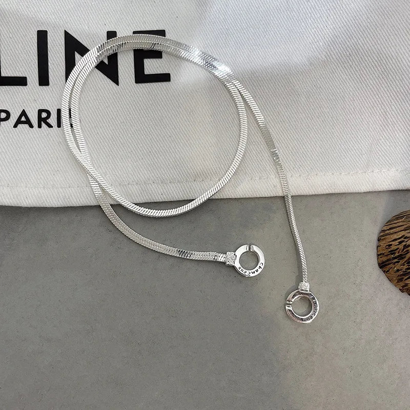 Halskette aus 925er-Sterlingsilber, schwarze Perlen, quadratisch, unregelmäßig, Punk, geometrisch, für Frauen und Mädchen, Schmuck, Geschenk, Dropshipping, Großhandel