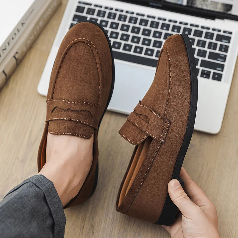Herbst Wildleder Loafer Mann Große Größe 45 Komfort Slip-on Casual Schuhe Männer Wohnungen Retro Braun Mokassins Für Männer zapatos de hombre