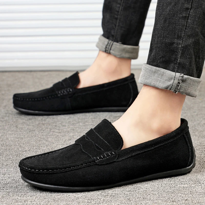 Männer Casual Schuhe Mode Männer Schuhe Handgemachte Wildleder Echtes Leder Herren Loafer Mokassins Slip Auf männer Wohnungen Männlich Fahren Schuhe