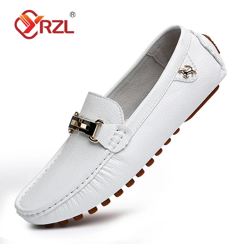 YRZL Loafer Herren Handgefertigte PU-Leder Loafer Casual Driving Flats Slip-on-Schuhe Luxuriöse bequeme Mokassins Weiße Loafer Schuhe Herren